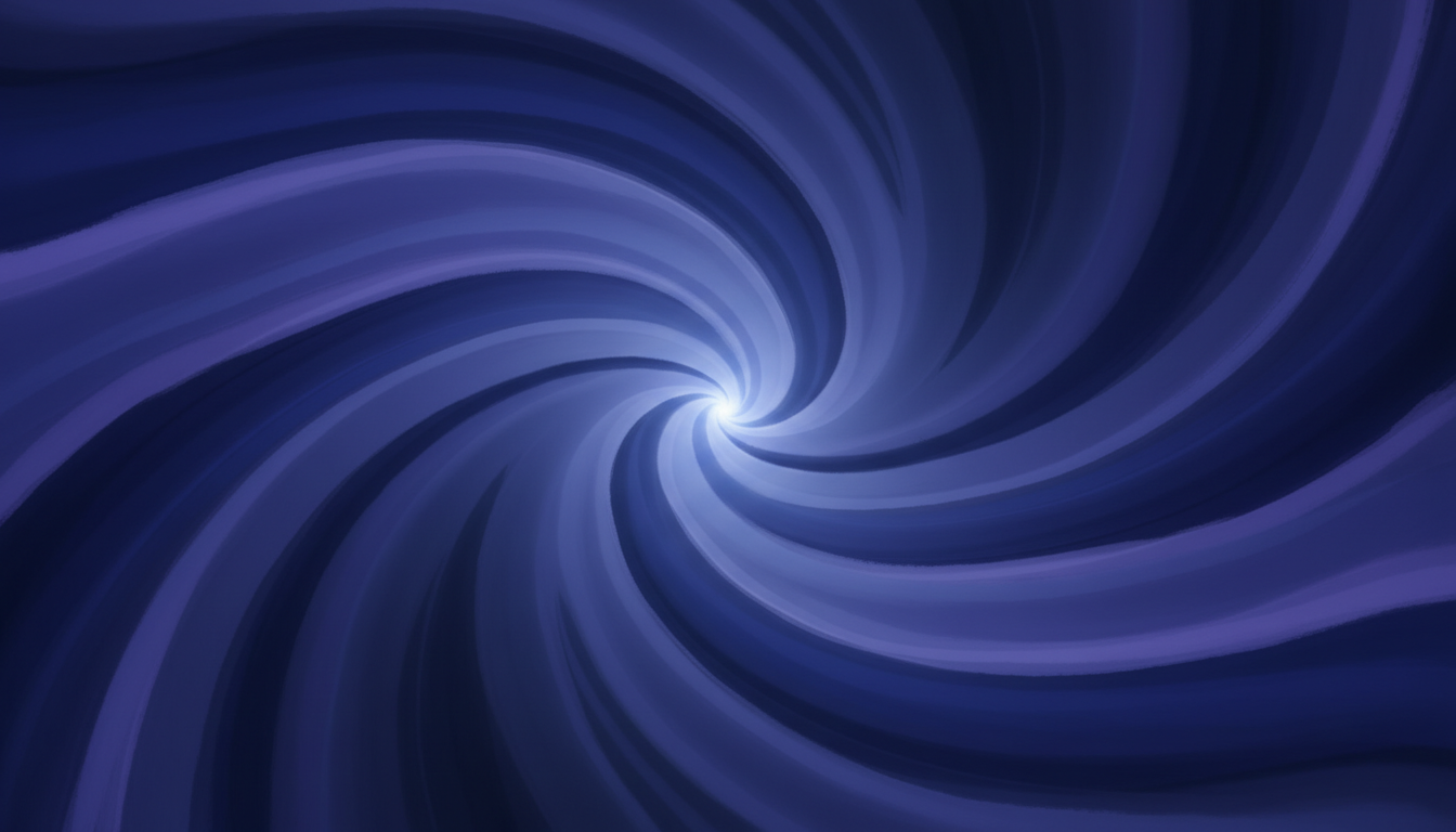 Sanfte, weite Energie-Wellen in tiefen Blau- und Violetttönen, die Ruhe und Heilung durch Delta-Wellen darstellen.