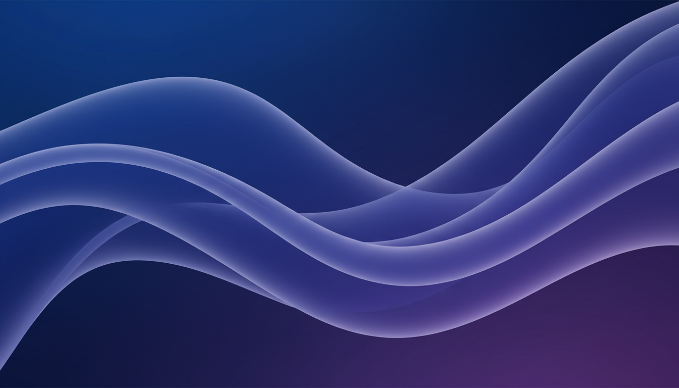 Sanfte, wellenförmige Lichtwellen in Blau und Violett, die tiefe Entspannung und den Übergang in den Schlaf darstellen.