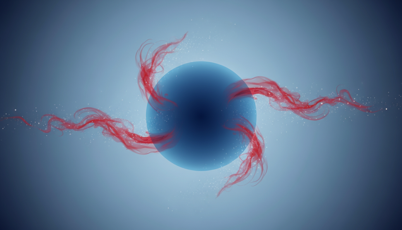 Ein beruhigendes, tiefblaues Licht, das sich ausbreitet und rote, aufgewühlte Energie auflöst, um eine klare, heitere Atmosphäre zu hinterlassen.