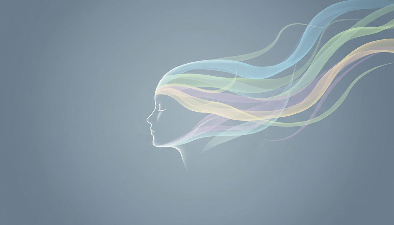 Lichtvolle Energie umgibt den Kopf einer Person, strahlt Ruhe aus und symbolisiert inneren Frieden und mentale Balance.