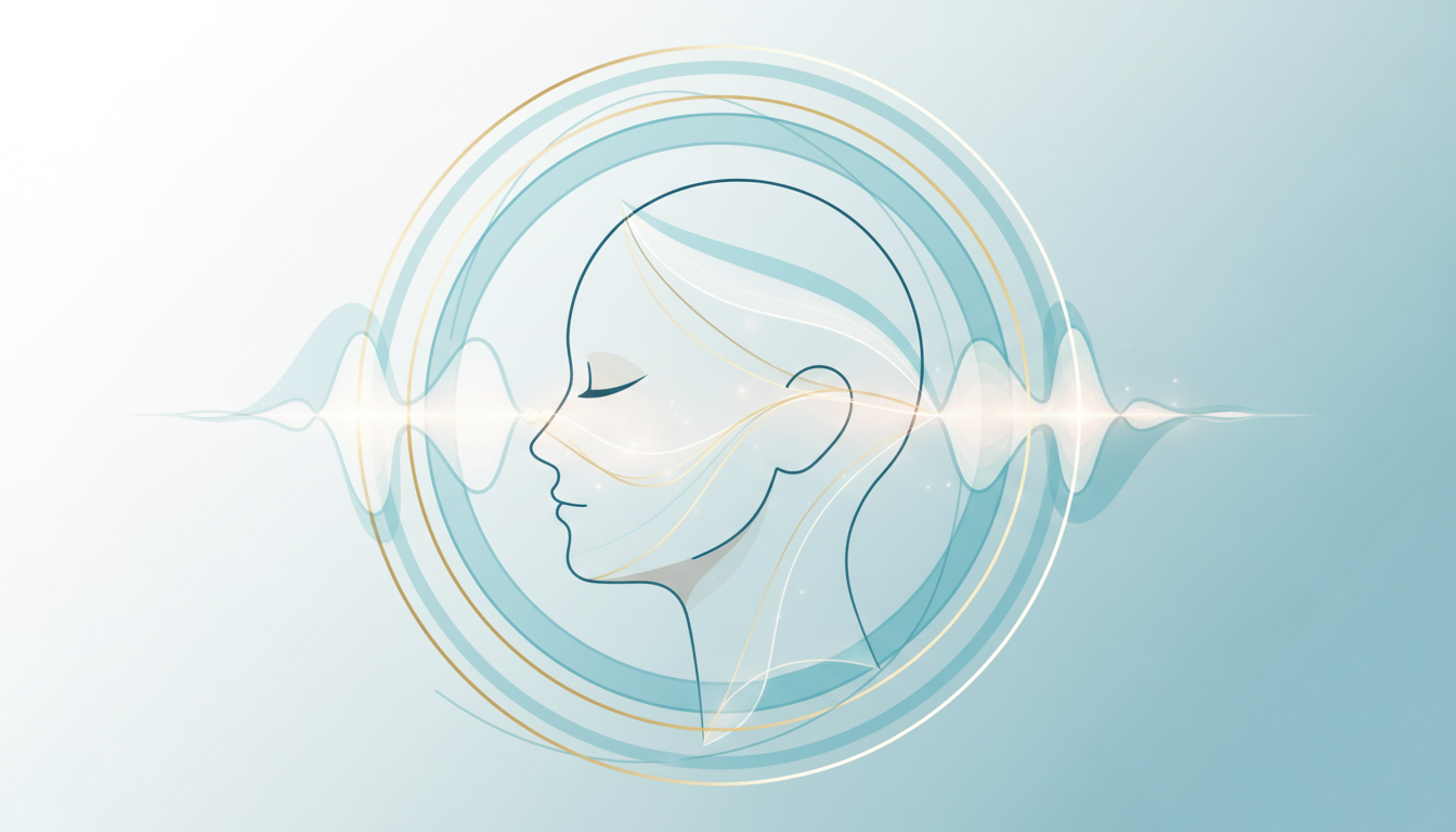 Sanfte Schallwellen umhüllen einen ruhigen Kopf und fördern tiefen, erholsamen Schlaf und Konzentration.