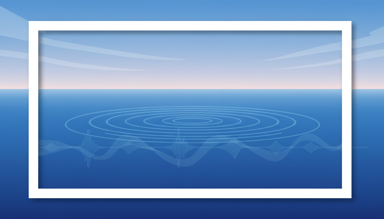 Ein ruhiger, tiefer blauer See mit sanften Wellen unter friedlichem Himmel, der mentale Klarheit und Ruhe symbolisiert.