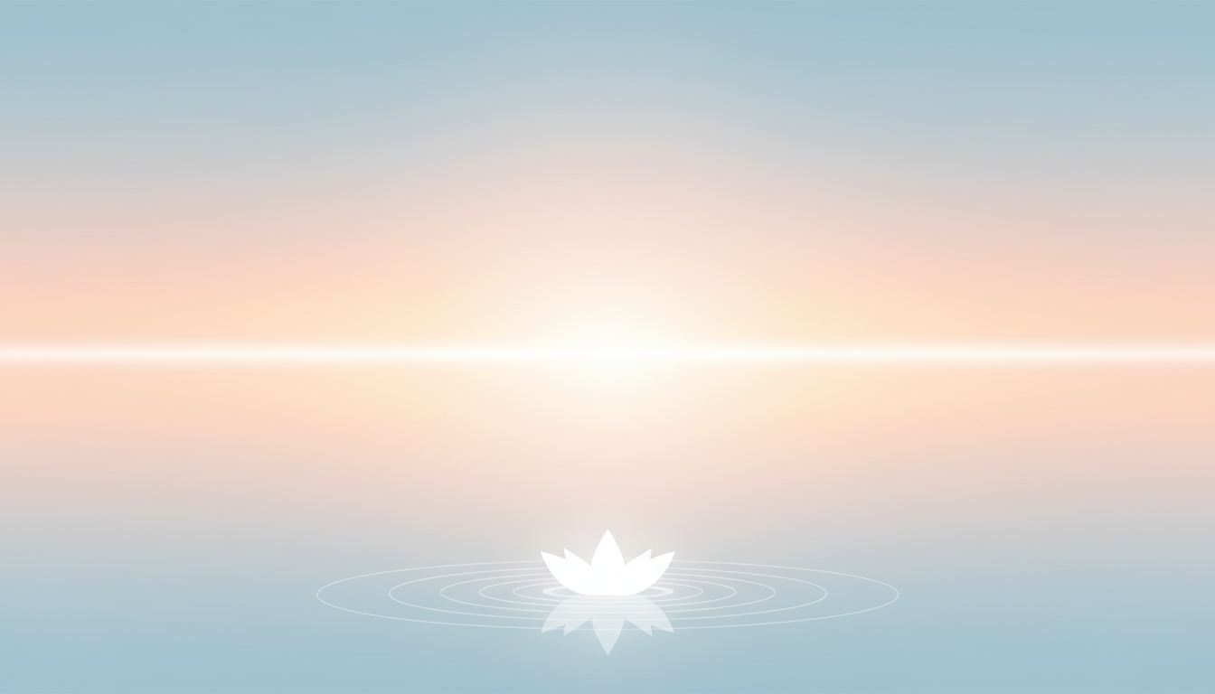 Ein ruhiger See bei Sonnenaufgang spiegelt einen klaren Himmel und symbolisiert mentale Klarheit und innere Ruhe.