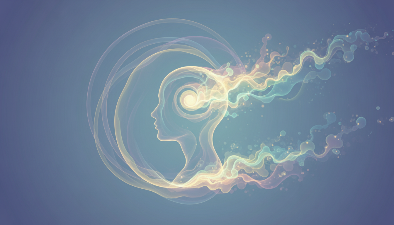 Abstrakte Lichtmuster interagieren mit Silhouette, zeigen Einfluss von Klangfrequenzen.