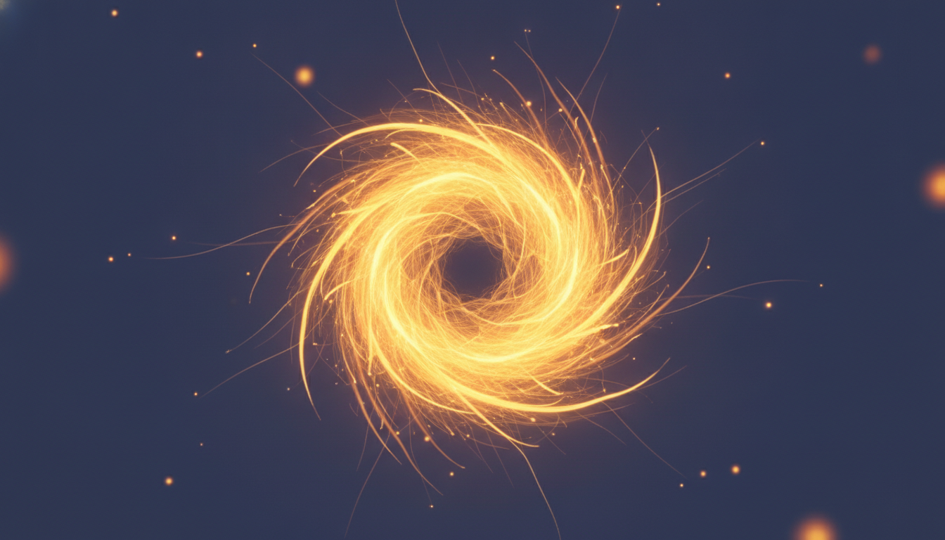 Schnelle, helle gelbe und orangefarbene Lichtimpulse repräsentieren Beta- oder Gamma-Gehirnwellen, die aktives Denken und hohe Konzentration kennzeichnen.